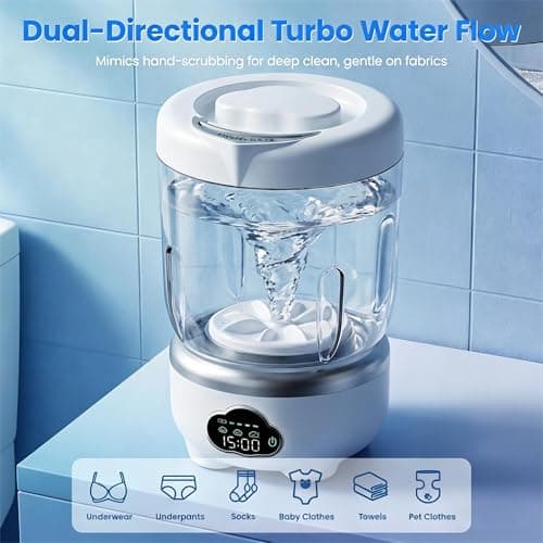 Underwear Washing Machine, Portable Washing Machine, 1.6L Foldable Mini Washer with 3 Modes, Rechargeable Laundry Machine for Socks, Baby Clothes, Travel, RV, Apartment — view 5