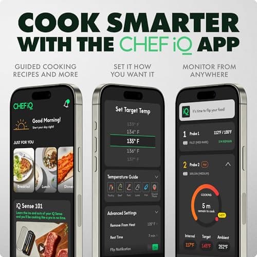 CHEF iQ Sense | Smart Wireless Meat Thermometer | 2 Ultra-Thin Probes | WiFi Unlimited Range | 1000°F Heat Safe | 5 Sensors | BBQ, Grill, Oven, Smoker, Air Fryer | Gen3 — view 2
