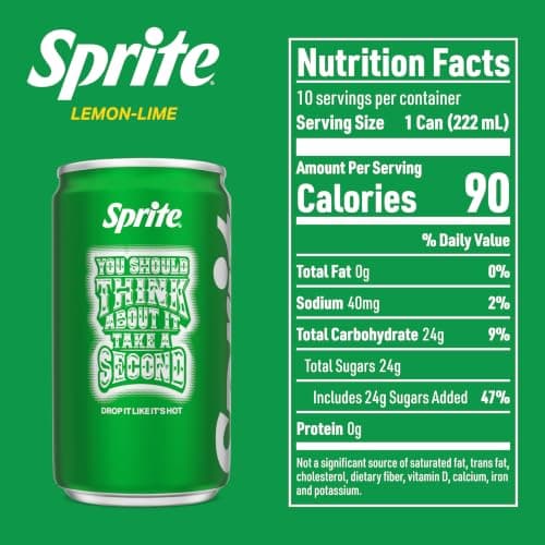 Sprite Lemon-Lime Caffeine Free Soda Soft Drink Fridge Pack Mini Cans, 7.5 fl oz, 10 Pack