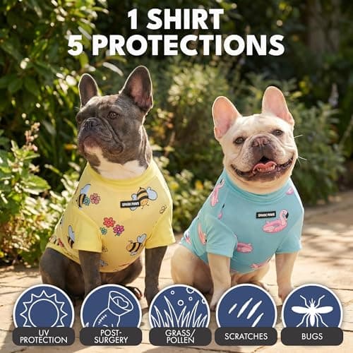 Spark Paws Sunblock Dog T-Shirt, SPF30 Protection, Lightweight Breathable Quick Dry for Dogs with Sensitive Skin - Bees & Flamingo (Set of 2) - Size 4XL — view 3