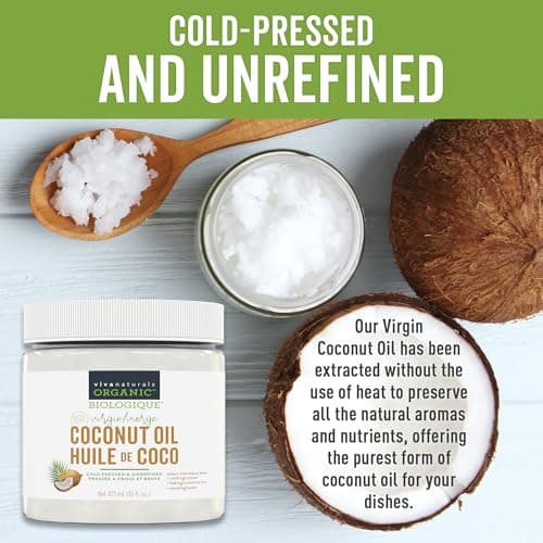 Viva Naturals Organic Virgin Coconut Oil,16 fl oz (473 mL) – Coconut Oil for Hair, Skin, Cooking & Baking – Cold-Pressed, Unrefined & Non-GMO – Keto & Paleo Certified – BPA-Free Jar — view 5