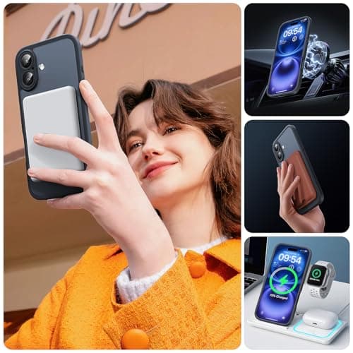 TOCOL Magnetic for iPhone 16 Case, Upgraded Full Camera Protection, Fit for MagSafe, Rugged Phone Case for iPhone 16 6.1 Inch, Drop Protection, Anti-Scratch, Black — view 5
