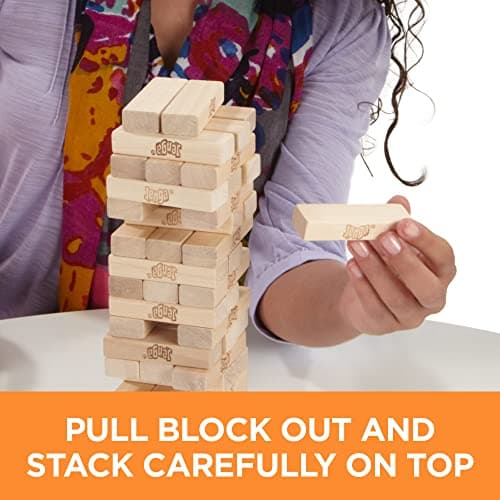 Hasbro Gaming Jenga Wooden Blocks Stacking Tumbling Tower Game | Party Games for Kids & Families | Stocking Stuffers | Ages 6+ (Amazon Exclusive) — view 3