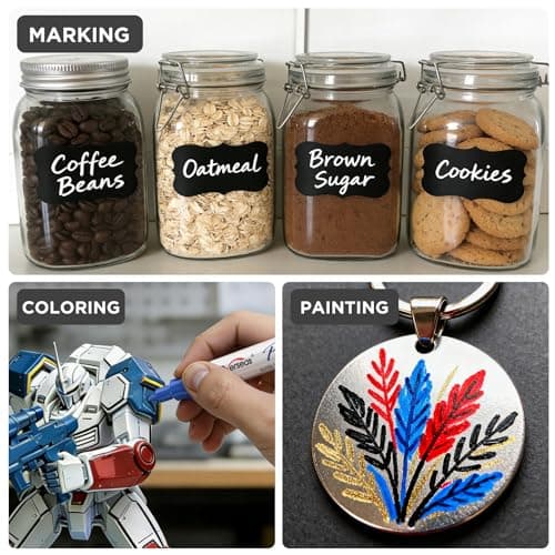 Overseas Oil-Based Fine Tip Paint Marker Pen - 2 Pack White 0.9mm Fine Nib Permanent Markers, Quick Dry, Waterproof, Fade Resistant Paint Pens for Metal, Wood, Rock, Plastic, Ceramics, Rubber, Glass — view 4