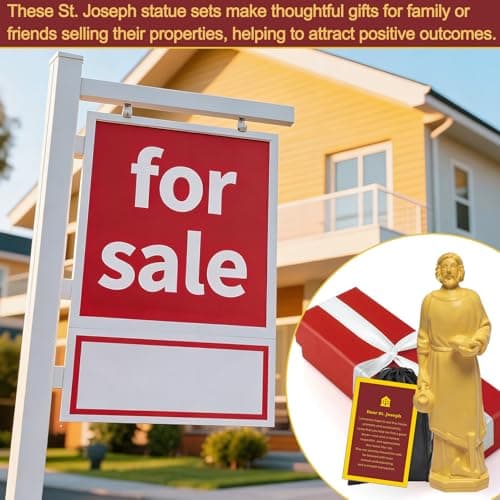Veythor St Joseph Statue for Selling House,Saint Joseph Statue to Sell Home Set with Prayer Card and Drawstring Bag,Resin Figurine(1Pcs 4Inch Golden) — view 7