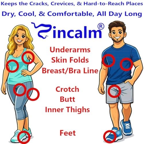 Zincalm Moisture Absorbing Body & Foot Powder - Cornstarch-Free, Talc-Free, Ultra-Pure Formula with Clean & Pure Super-Concentrated Zinc, Calcium Minerals & Menthol for a Cooling Sensation. Odour, Friction, & Chafing control — view 3