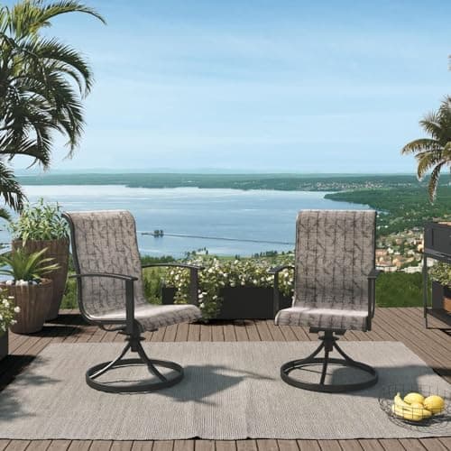 Grand patio Outdoor Swivel Dining Chairs Set of 2, 360 Degree Mesh Sling Rocker Sets for Deck, Garden Backyard, Black & Grey Plaid — view 5
