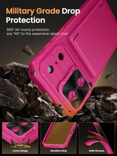 Vihibii for iPhone 17 Pro Max Case Wallet, Card Holder (4 Cards), Hot Pink — view 4