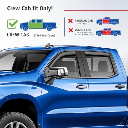 Goodyear Shatterproof in-Channel Window Deflectors for Chevrolet (Chevy) Silverado/GMC Sierra 1500 2019-2026 Crew Cab,Rain Guards,Window Visors,Vent Deflector, Truck Accessories,4pcs- GY007763 — view 2