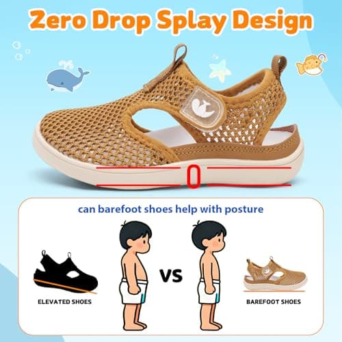 JOINFREE Beach Shoes for Kids Toddler Boys Girls Easy On Off Water Sandals for Pool River Splash Pad Summer Wear Brown 8 Toddler — view 4