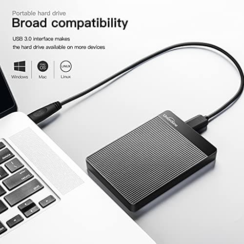 UnionSine 500GB Ultra Slim Portable External Hard Drive HDD-USB 3.0 for PC, Mac, Laptop, PS4, Xbox one, Xbox 360-(Black)