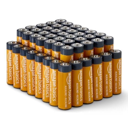 Amazon Basics 48 Pack AA High-Performance Alkaline Batteries, 10-Year Shelf Life, Easy to Open Value Pack