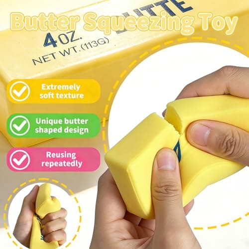 Slow Rising Squishy，Taba Squishy, Stress Balls，Party Favor Gift (Butter stick-2pcs)-0519 (Yellow-2pcs) — view 2