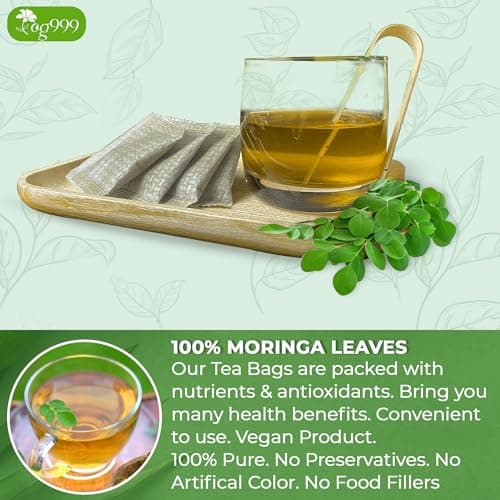 TOG999, Premium 30 Moringa Leaf Tea Bags, 100% Natural & Pure. Loose Leaf Moringa Herbal Tea. No Sugar, No Caffeine, No Gluten, Vegan. — view 3