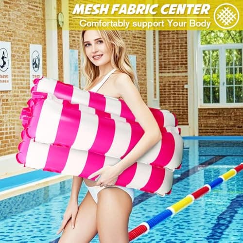 Inflatable Pool Float Hammock – Floating Lounger Chair with Headrest – Durable Mesh Pool Float for Adults – Portable & Comfortable Water Hammock for Swimming Pool, Lake, Beach (Rose) — view 2