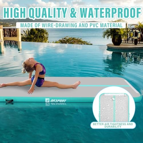 AKSPORT 10ft 13ft 16ft 20ft Air Track Tumbling Mat for Gymnastics Inflatable Airtrack Floor Mats with Electric Air Pump for Home Use Cheerleading Training — view 4