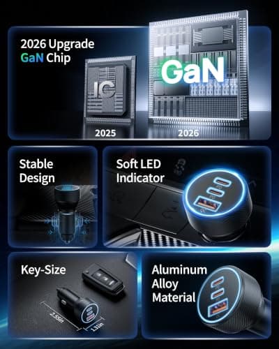 Car Charger USB C, 3 Port 67W Dual USB-C & USB-A Car Phone Charger Adapter — view 7
