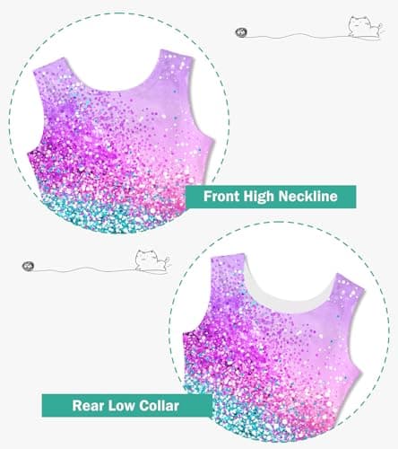 Kinberr Leotards for Girls Gymnastics Kids Pink Blue Biketards Sparkly Bling Sleeveless Athletic Bodysuits with Shorts Size 5-6