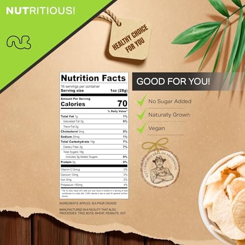 NUT CRAVINGS - Dried Apple Rings Slices, No Sugar Added - Chewy Soft Texture (16oz, 1 LB) Bulk Dry Fruits Packed Fresh in Resealable Bag - Sweet Healthy Snack, Naturally Grown, Vegan, Kosher — view 2