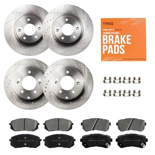 MAX Advanced Brakes - Brake Kit For 2015-2019 Hyundai Sonata, 2016-2020 Kia Optima (12.01" Dia Front Rotors)| Carbon Ceramic Brake and Rotor Kit Front and Rear| Cross-Drilled Brake Rotors