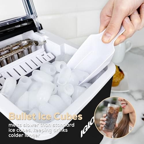Igloo Premium Self-Cleaning Countertop Ice Maker Machine, Handled Portable Ice Maker, Produces 26 lbs. in 24 hrs. with Ice Cubes Ready in 6-8 Minutes, Comes with Ice Scoop and Basket — view 4