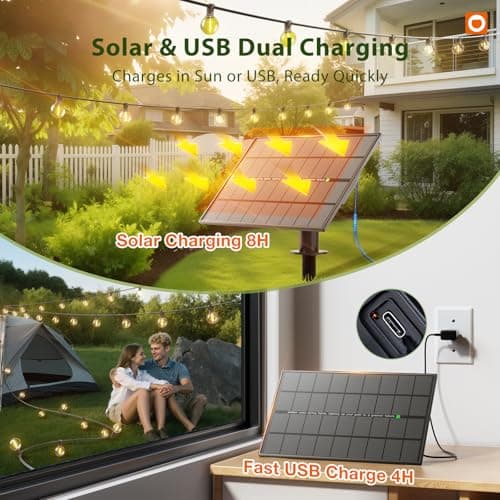 addlon 150FT Solar String Lights Outdoor Waterproof with Remote, Dimmable Commercial Grade Solar Powered String Lights with 80 LED Bulbs, Hanging Light for Camping Backyard Party Decor