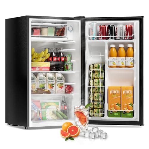Frostorm 3.2 Cu Ft Mini Fridge with Freezer - Energy Efficient, Large Capacity Single Door Upright Freezer for Bedroom, Office & Dorm | Small Fridge, Reversible Door, ETL Certified(Silver)