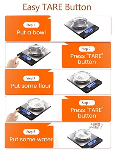 Food Scale -33lb Digital Kitchen Scale for Food Ounces Grams Rechargeable 304 Stainless Steel,Batteries and Type-C Charging | Perfect for Meal Prep, Cooking, and Baking, Black — view 6
