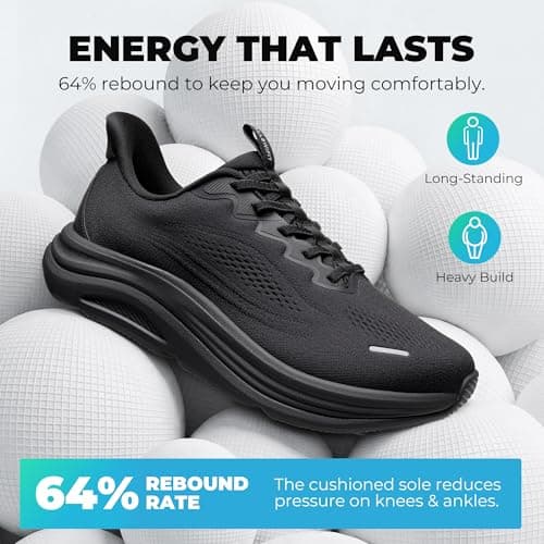 ALLSWIFIT Men's Slip On Wide Toe Box Walking Shoes Hands-Free Barefoot Cushion Running Tennis Arch Support Gym Workout Athletic Fashion Sneakers StediCloud,Size 9.5,All Black,SARS26002M — view 5