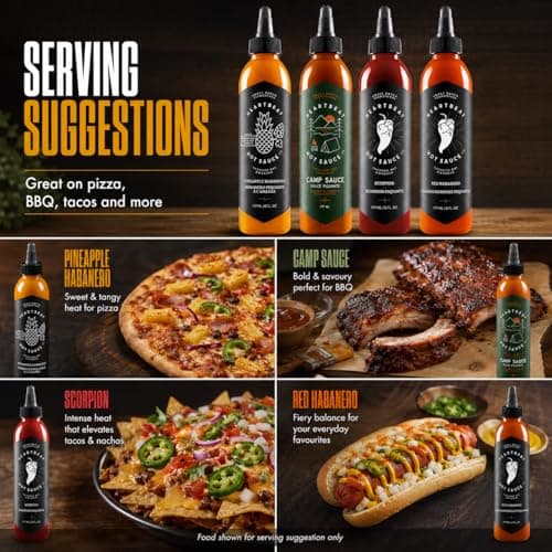 Heartbeat Hot Sauce Essential Collection | Pineapple Habanero, Red Habanero, Camp Sauce & Scorpion | Small-Batch Canadian Hot Sauce Gift Set with Collectible Sticker (4 x 177 mL) — view 4