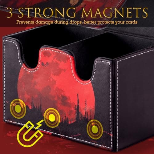 ULTRGEE Card Deck Box compatible with MTG - Holds 220+ Single Sleeved Cards, Trading Card Storage Box fits TCG/PTCG/YGO, Sport Cards Deck Case with 2 Dividers - Bloodmoon Drake — view 5