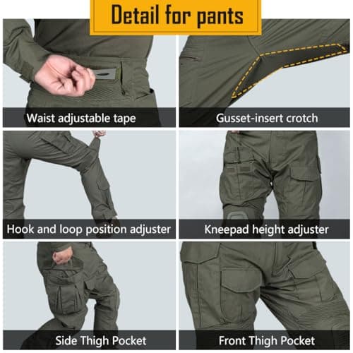 IDOGEAR Men G3 Assault Combat Uniform Set with Knee Pad and Elbow Pads camo Camouflage BDU Tacti Airsoft Paintball Gear — view 3