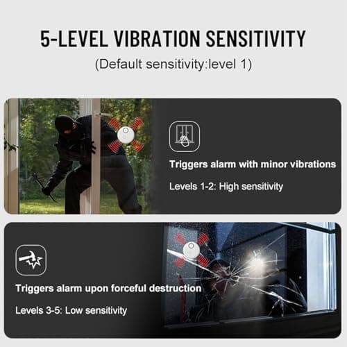 Decumeby Window Alarm System, Ultra Loud 130dB Alarms, 5 Adjustable Sensitivity, Burglar Alert Glass Break Sensor for Home Dormitory Vehicle