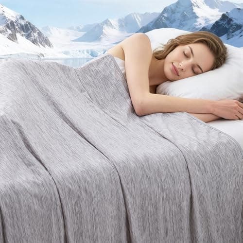Cooling Blanket Queen Size, Cooling Blankets for Hot Sleepers, Absorbs Heat to Keep Body Cool for Summer Nights Sweats, Cold Blanket for Bed Couch Sofa, Ice Blanket 90x90 Inches, Light Gray