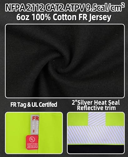 KONRECO FR Tee Shirts High Visibility Lightweight 6oz Long Sleeve Hi-Vis Flame Resistant Safety Shirts CAT 2 — view 3