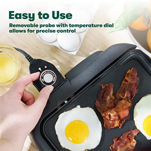 bella Electric Griddle with Warming Tray - Smokeless Indoor Grill, Nonstick Surface, Adjustable Temperature & Cool-touch Handles, 10" x 18", Copper/Black, PFOA & PTFE Free — view 4