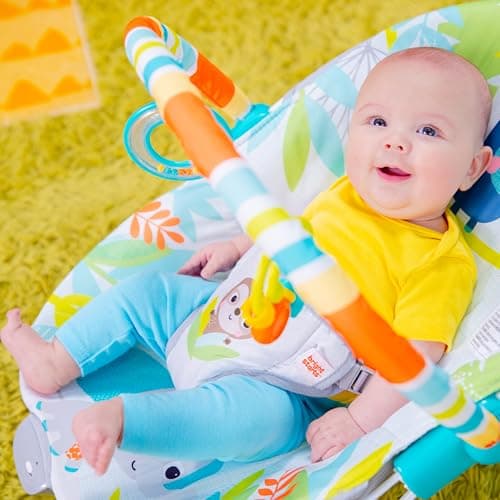 Bright Starts Rainforest Vibes 3-Point Harness Vibrating Baby Bouncer with -Toy bar — view 4