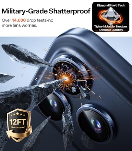 TORRAS 3-Year Ultimate Durability for iPhone 17 Pro Max/17 Pro Camera Lens Protector-1:1 Invisible Fit & Ultra Clarity, Military-Grade 9H+ Aerospace Glass, Anti-Scratch, Metal Frame, Deep Blue — view 2