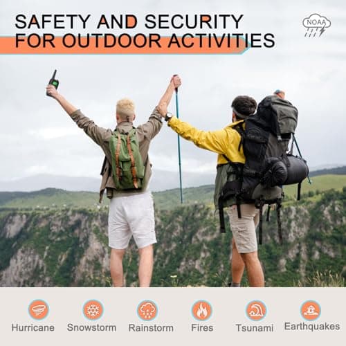 Walkie Talkies Long Range for Adult, MT10 Rechargeable Walkie Talkies FRS Two Way Radio, NOAA, 1200mAh Li-ion Battery USB-C Cable, LED Flashlight, VOX Walkie Talkie for Hiking Camping 2Pack — view 4