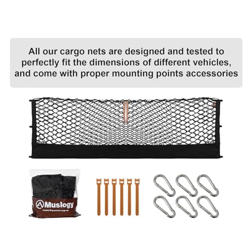 Muslogy Truck Bed Cargo Net Compatible with Chevy Silverado & GMC Sierra 2019-2025 Accessories Storage Organizer Pickup Truck Bed Envelope Style Cargo Net with Heavy Duty Carabiners — view 8