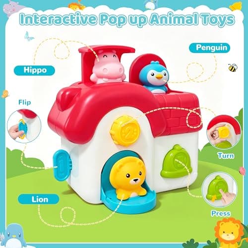 Toys for 1 Year Old Girls, Interactive Pop Up Toy with Buttons & Colors, Cause and Effect Toys for Kids Montessori Learning Toys for Baby Toddler 18+ Months, 1st Birthday Gifts for Girls Boys