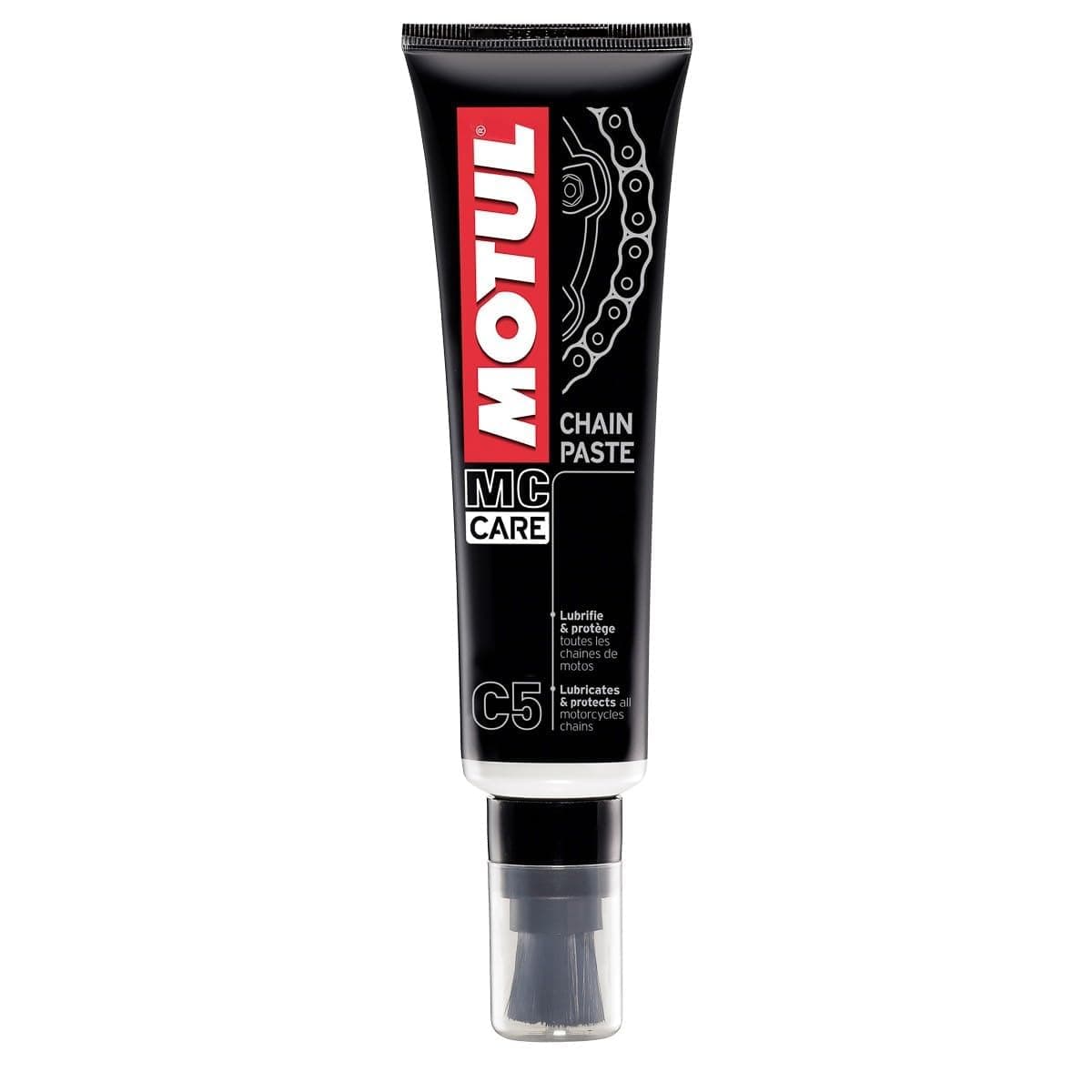 Motul Lubricante para Cadena de Moto de Carretera, Pasta en Tubo con Aplicador, Aplicación Fácil, Potencia y Durabilidad, Compatible con O-RING, X-RING y Z-RING, MC Care Chain Paste C5, 150 ml