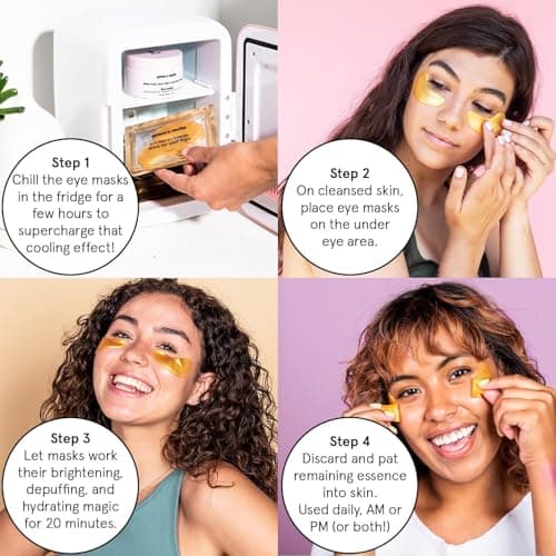 grace & stella Under Eye Mask - Birthday Gifts for Women, Gifts for Mom, Under Eye Patches to Reduce Dark Circles, Puffy Eyes, Eye Bags, Wrinkles, Travel Size Toiletries, Vegan (24 Pairs, Gold) — view 5