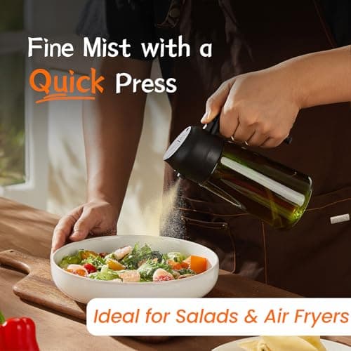 TrendPlain 470ml Olive Oil Dispenser Bottle for Kitchen Gadgets - 2 in 1 Dispenser and Sprayer - Olive Oil Spray Bottle w/Stickers (Light Blockage) - BPA Free - Black&Green — view 2