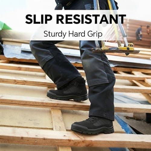 ANGRYRAM Steel Toe Boots for Men Women Lightweight Comfortable Steel Toe Shoes Puncture Proof Slip Resistant Construction Work Boots for Men Indestructible Safety Work Shoes — view 3
