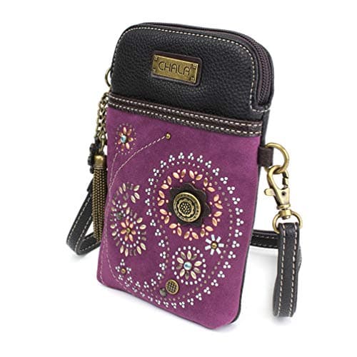 CHALA Dazzled Cell Phone Crossbody Purse-Women PU Leather Multicolor Handbag with Adjustable Strap, Paisley - Purple, One Size — view 4
