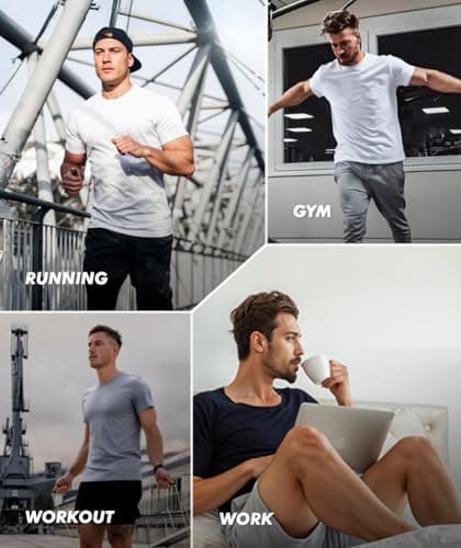 BOOJO 5 Pack Workout Mens Shirts - Quick Dry Causal Moisture Wicking Work Gym Athletic Short Sleeve for Basketball Running — view 2