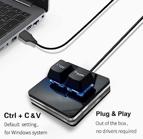 BTXETUEL Copy and Paste 2-Key Keyboard SAYO OSU Keypad Hotswap One Handed Mechanical Gaming Keyboard Cherry Switch RGB Backlit Mini USB Keypad for macros or Rhythm Games — view 2
