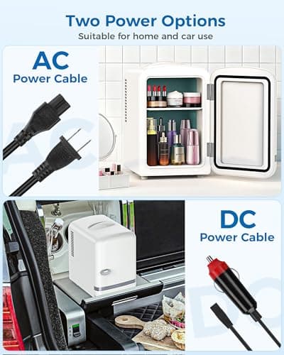 Electactic Mini Fridge for Skincare, 4L/6 Cans Small Cosmetic Fridge for Makeup & Beverage, Portable Desk Fridge Cooler and Warmer for Kids, Bedroom, Countertop, White — view 4