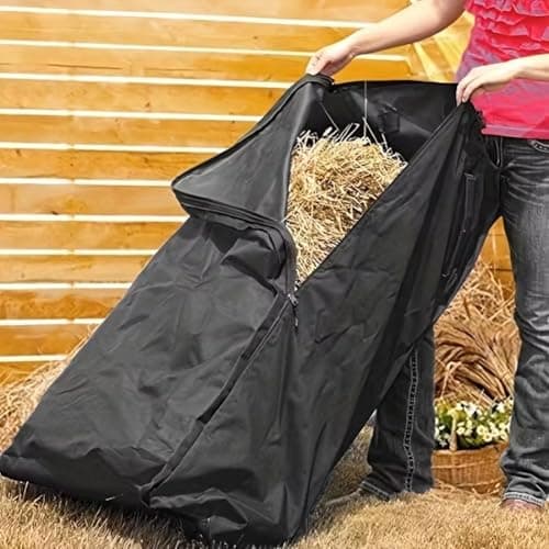 Large Hay Bag With Zipper Oxford Cloth Hay Bale Storage Bag Carry Handle Hay Bag For Livestock Feed Straw Hay Farm Barn Storage — view 3